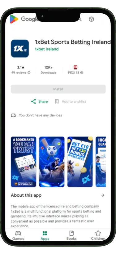 1xbet download from google play store